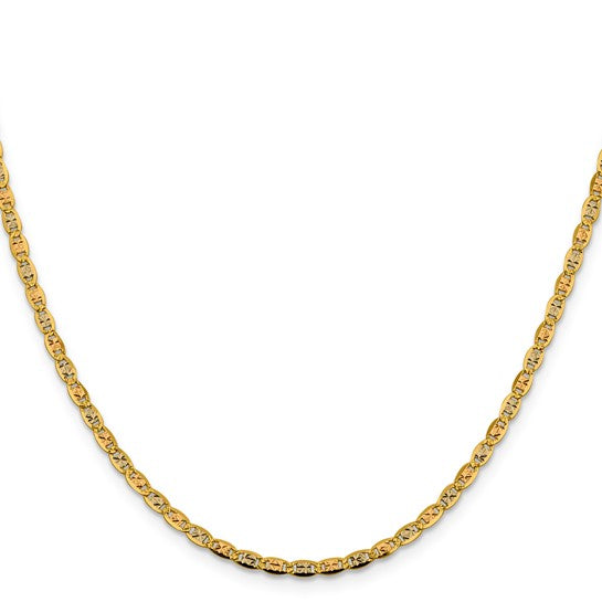 14K 2.75mm Tri-color Pavé Valentino with Lobster Clasp Chain