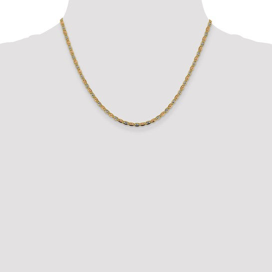 14K 2.75mm Tri-color Pavé Valentino with Lobster Clasp Chain