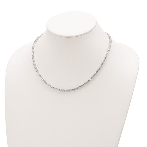 Sterling Silver Rhodium-plated Brilliant-cut CZ 18 Inch Necklace