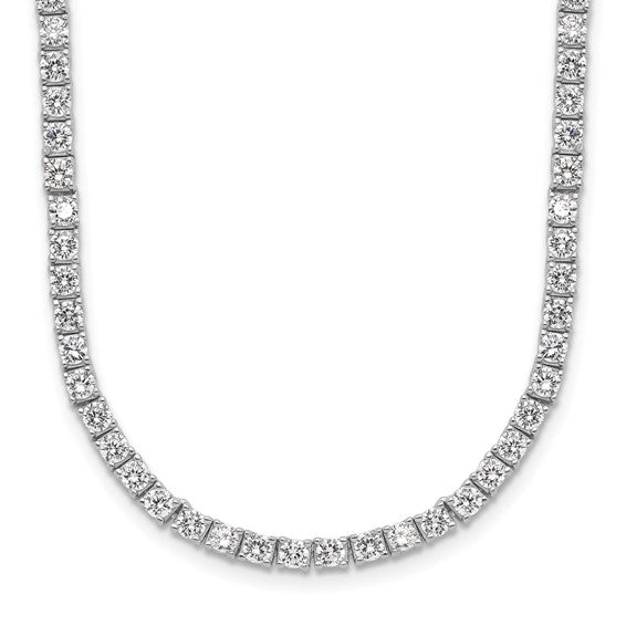 Sterling Silver Rhodium-plated Brilliant-cut CZ 18 Inch Necklace
