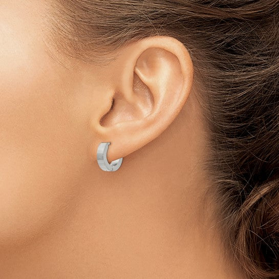 Stainless Steel Polished Black IP-plated 4mm Hinged Hoop Earrings