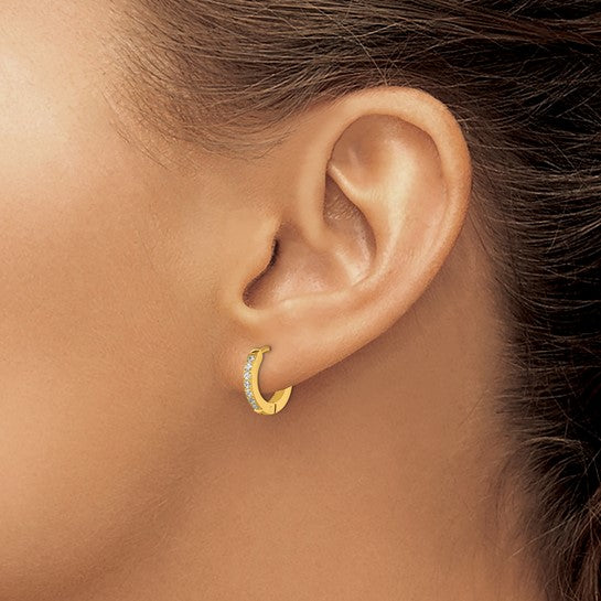Stainless Steel Polished Yellow IP-plated with Preciosa Crystal Hinged Hoop Earrings