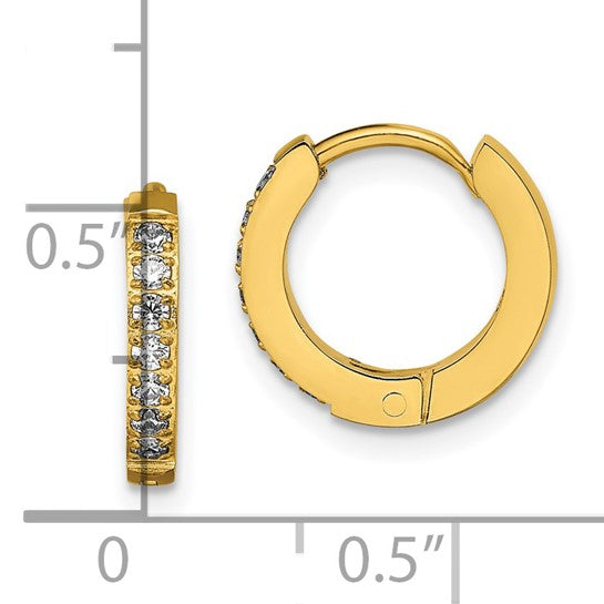 Stainless Steel Polished Yellow IP-plated with Preciosa Crystal Hinged Hoop Earrings