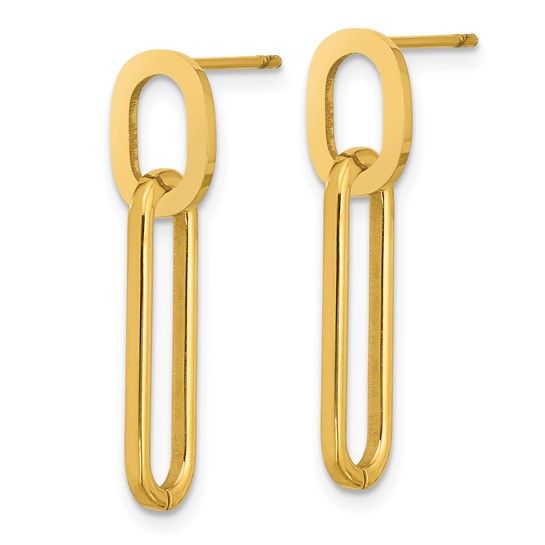 Stainless Steel Polished Yellow IP-plated Post Dangle Earrings