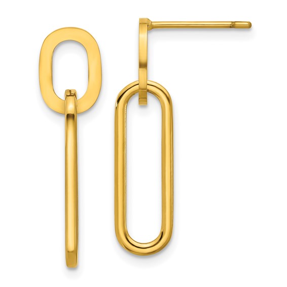 Stainless Steel Polished Yellow IP-plated Post Dangle Earrings