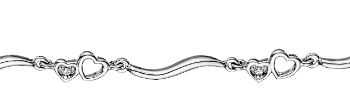 Eternal Grace: 10K White Gold Diamond Heart Bracelet