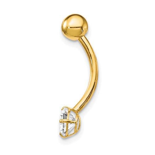 10k with 5mm Round Cz Belly Dangle