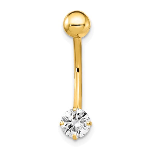 10k with 5mm Round Cz Belly Dangle