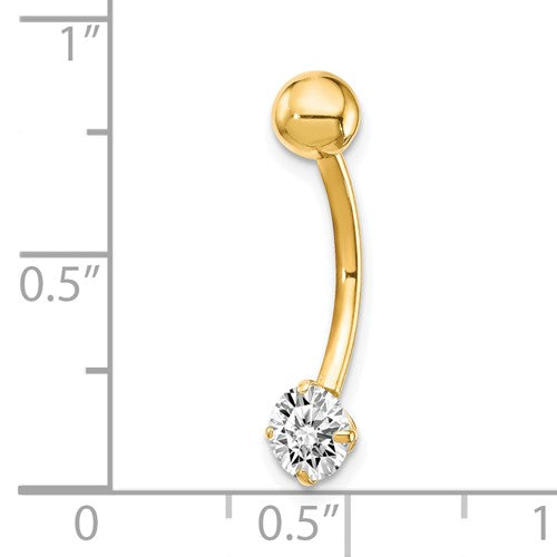 10k with 5mm Round Cz Belly Dangle