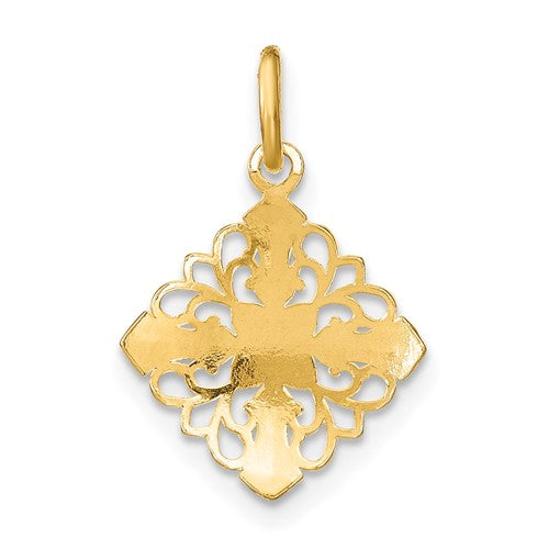 10K with Rhodium and D/C Filigree Medallion Charm