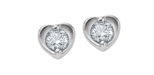 10K Rose Gold .33ct T.W. Diamond Heart Stud Earrings - Bijouterie Classique