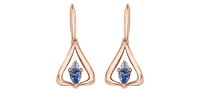 14K Rose Gold 4x3mm Tanzanite Stude Earrings - Bijouterie Classique