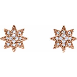 14K Rose .08 CTW Natural Diamond Star Earrings