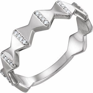 14K White 1/10 CTW Natural Diamond Geometric Ring