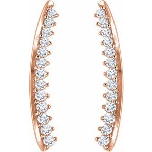 14K Rose 1/3 CTW Natural Diamond Ear Climbers