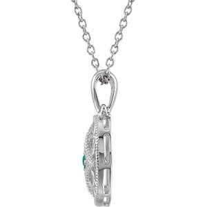 Sterling Silver Emerald 18" Necklace - Bijouterie Classique