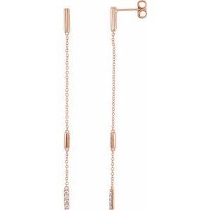14K Rose 1/10 CTW Natural Diamond Chain Earrings
