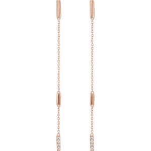 14K Rose 1/10 CTW Natural Diamond Chain Earrings