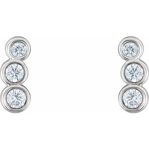 14K White 1/8 CTW Natural Diamond Petite Ear Climbers