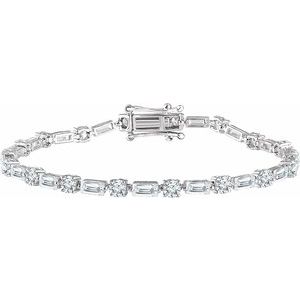 Sterling Silver imitation White Cubic Zirconia Line 7" Bracelet