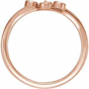 14K Rose 1/5 CTW Natural Diamond Three-Stone Fringe V Ring