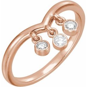 14K Rose 1/5 CTW Natural Diamond Three-Stone Fringe V Ring