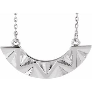 14K White Curved Bar 16-18" Necklace