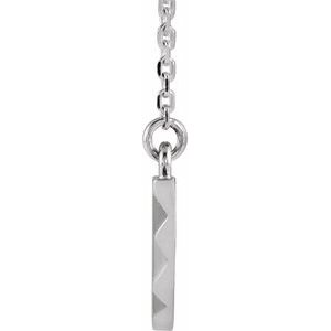 14K White Curved Bar 16-18" Necklace