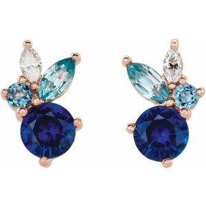 14K Rose Natural Multi-Gemstone Earrings