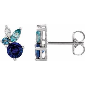 Sterling Silver Natural Multi-Gemstone Earrings