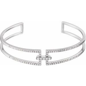 14K White 3/4 CTW Natural Diamond Cuff 6" Bracelet