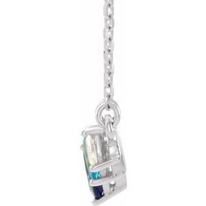 Sterling Silver Natural Multi-Gemstone & .06 CTW Natural Diamond Bar 16" Necklace
