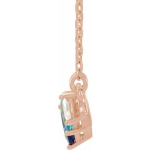 14K Rose Natural Multi-Gemstone & .06 CTW Natural Diamond Bar 18" Necklace
