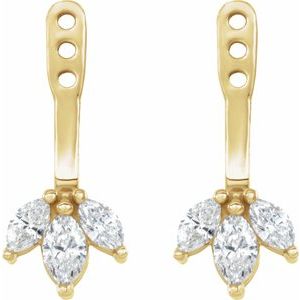 14K Yellow 1/4 CTW Natural Diamond Cluster Front-Back Earring Jackets
