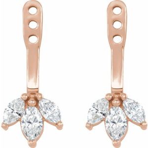 14K Rose 1/4 CTW Natural Diamond Cluster Front-Back Earring Jackets