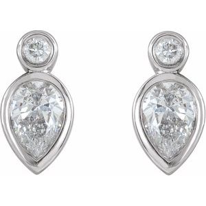 14K White 1/3 CTW Natural Diamond Bezel-Set Earrings