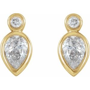 14K Yellow 1/3 CTW Natural Diamond Bezel-Set Earrings