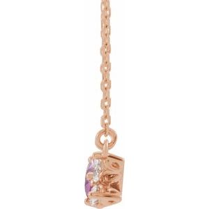 14K Rose Natural Pink Sapphire & 1/6 CTW Natural Diamond 16" Necklace