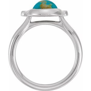 Platinum Natural Kingman Turquoise & 1/8 CTW Natural Diamond Ring
