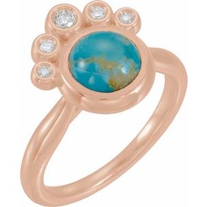 14K Rose Natural Kingman Turquoise & 1/8 CTW Natural Diamond Ring
