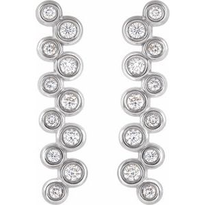 Platinum 1/3 CTW Natural Diamond Bezel-Set Bar Earrings
