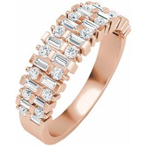 14K Rose 3/4 CTW Natural Diamond Anniversary Band