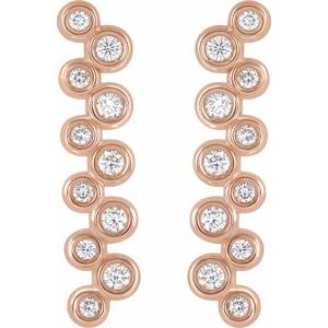 14K Rose 1/3 CTW Natural Diamond Bezel-Set Bar Earrings
