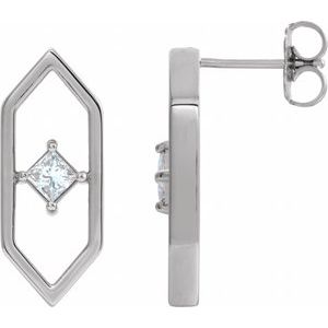 14K White 1/3 CTW Natural Diamond Geometric Earrings