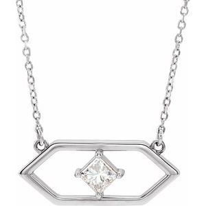 Sterling Silver 1/4 CTW Natural Diamond Geometric 18" Necklace