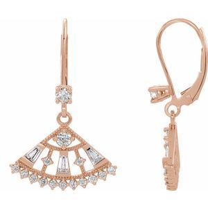 14K Rose 3/4 CTW Natural Diamond Fan Earrings