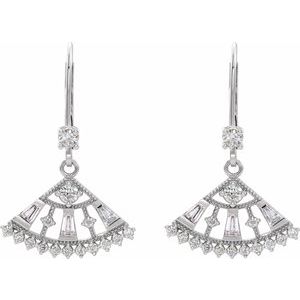 14K White 3/4 CTW Natural Diamond Fan Earrings