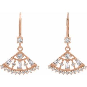 14K Rose 3/4 CTW Natural Diamond Fan Earrings