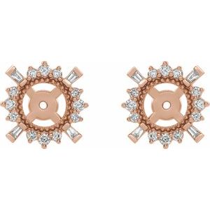 14K Rose 1/6 CTW Natural Diamond Halo-Style Earring Jackets with 4.9 mm ID