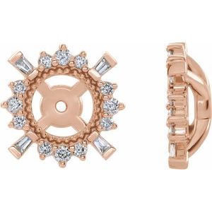 14K Rose 1/6 CTW Natural Diamond Halo-Style Earring Jackets with 4.9 mm ID